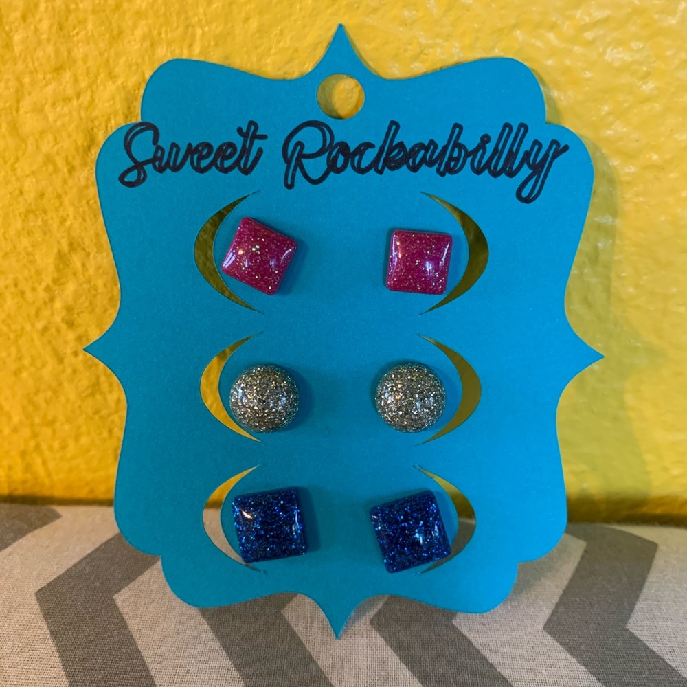 3 Pairs of Glitter Earrings